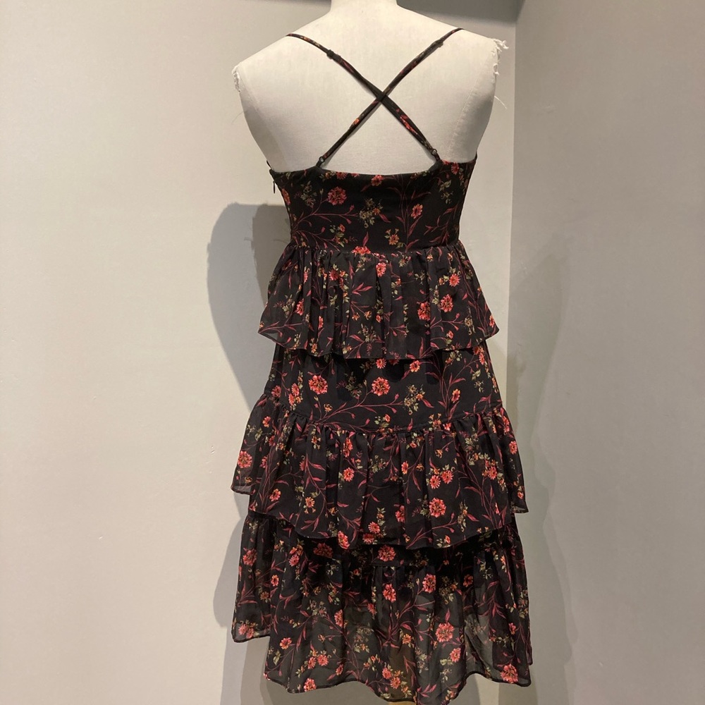 Scripted Floral Ruffle Dress - Picture 2 of 4